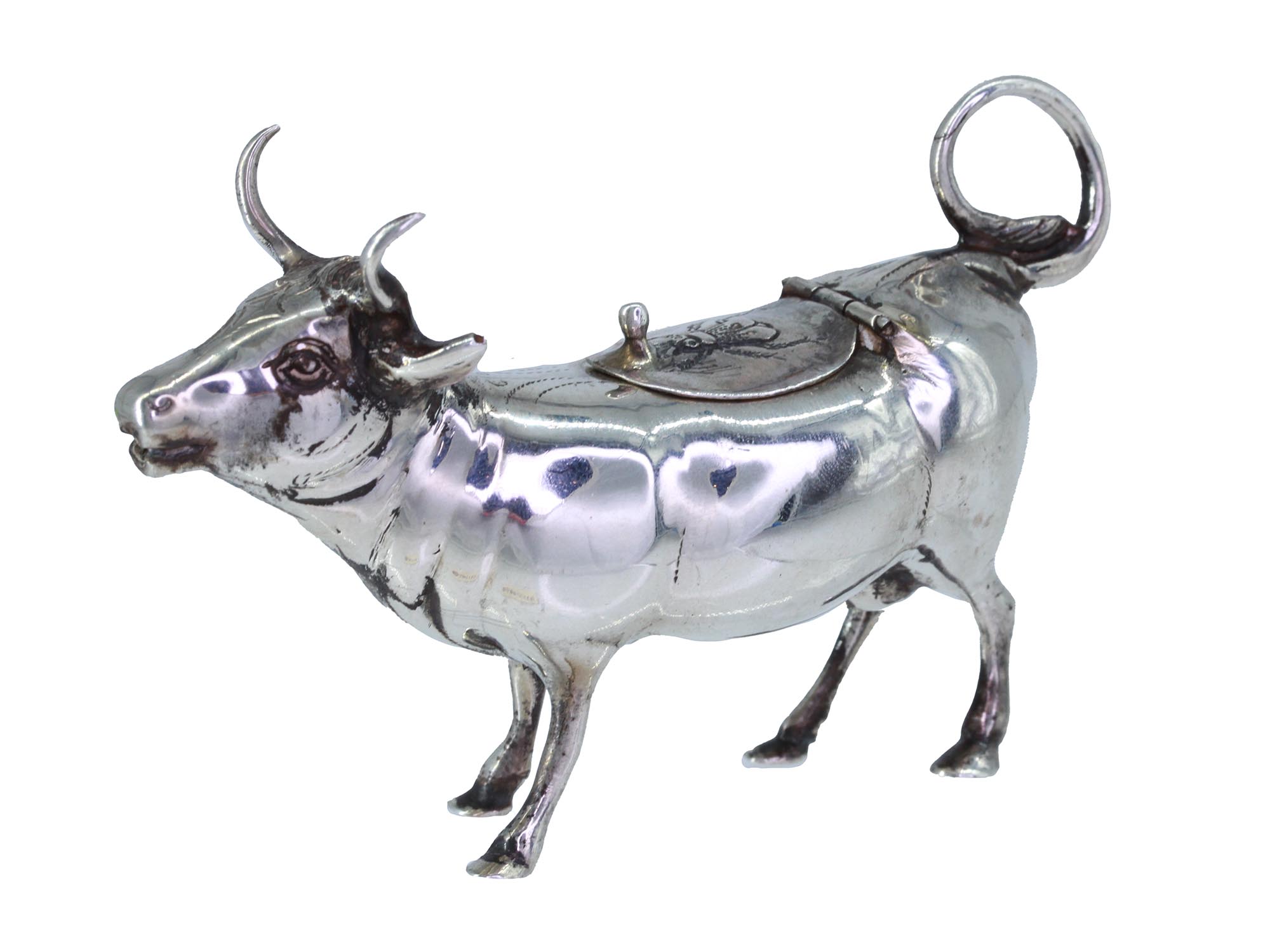 ANTIQUE GERMAN 925 STERLING SILVER COW CREAMER PIC-0